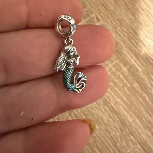 Pandora Mermaid Dangle Charm in Silver with Teal Tail
